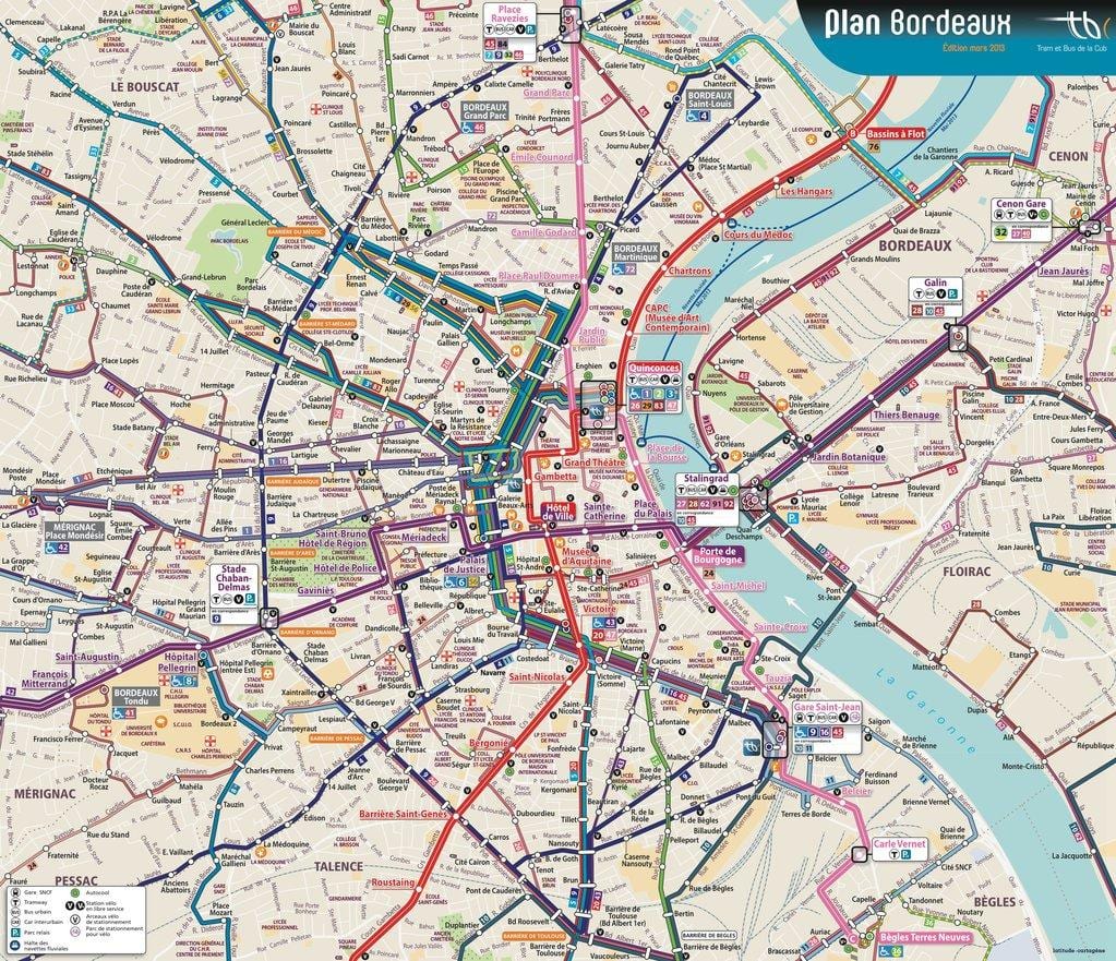 Bordeaux avtobus poti zemljevid