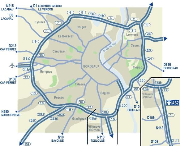 Bordeaux cestni zemljevid