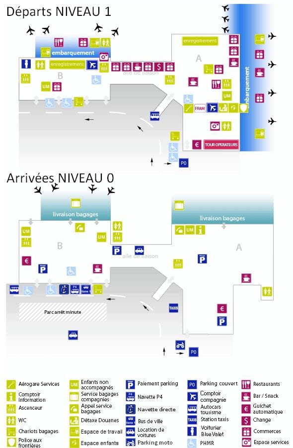 Bordeaux letališki terminal zemljevid