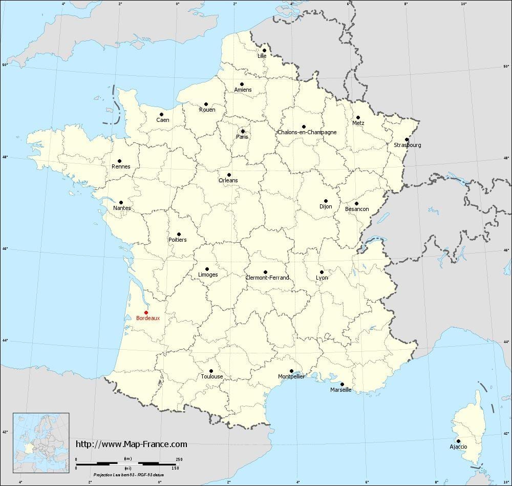 Bordeaux občine zemljevid