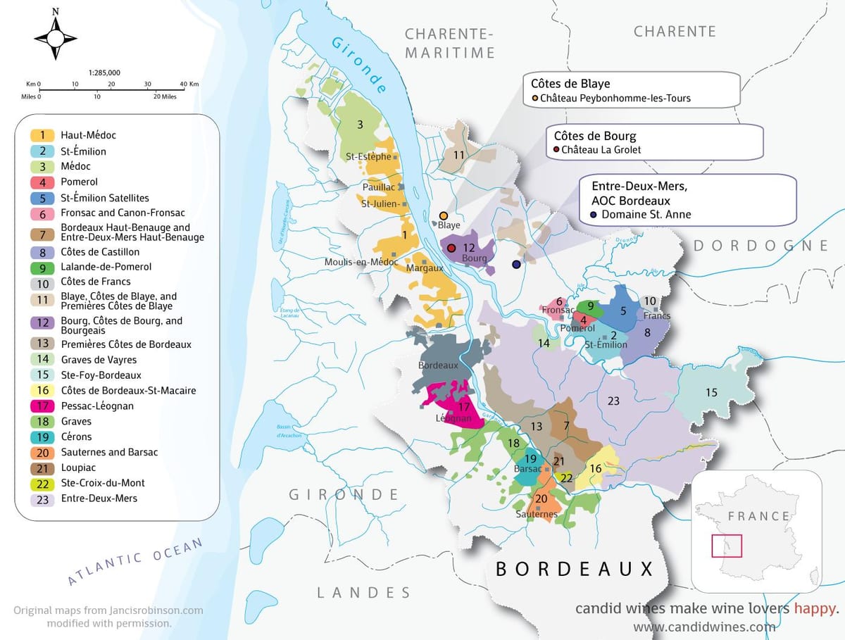 zemljevid Bordeaux chateaux