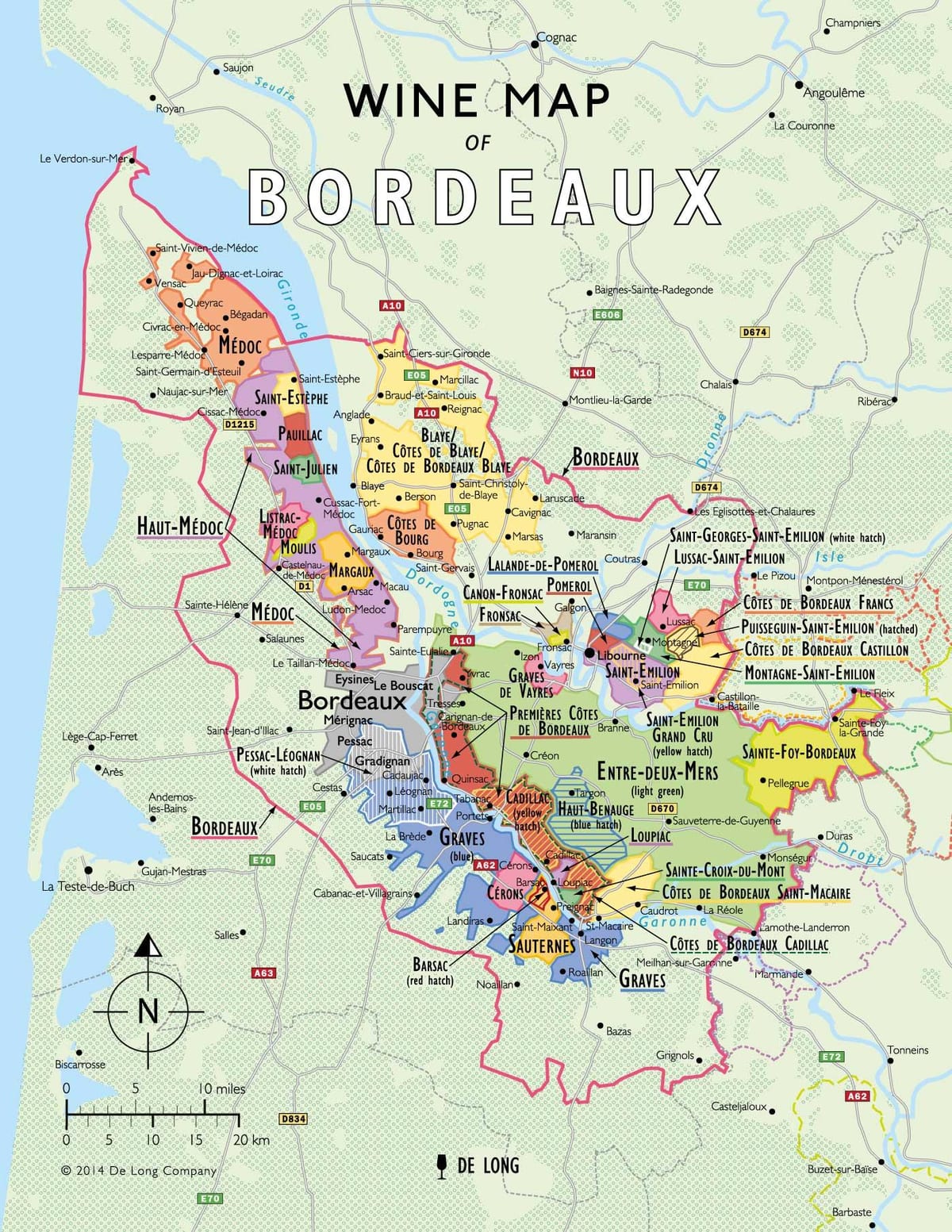 Bordeaux vinogradi zemljevid