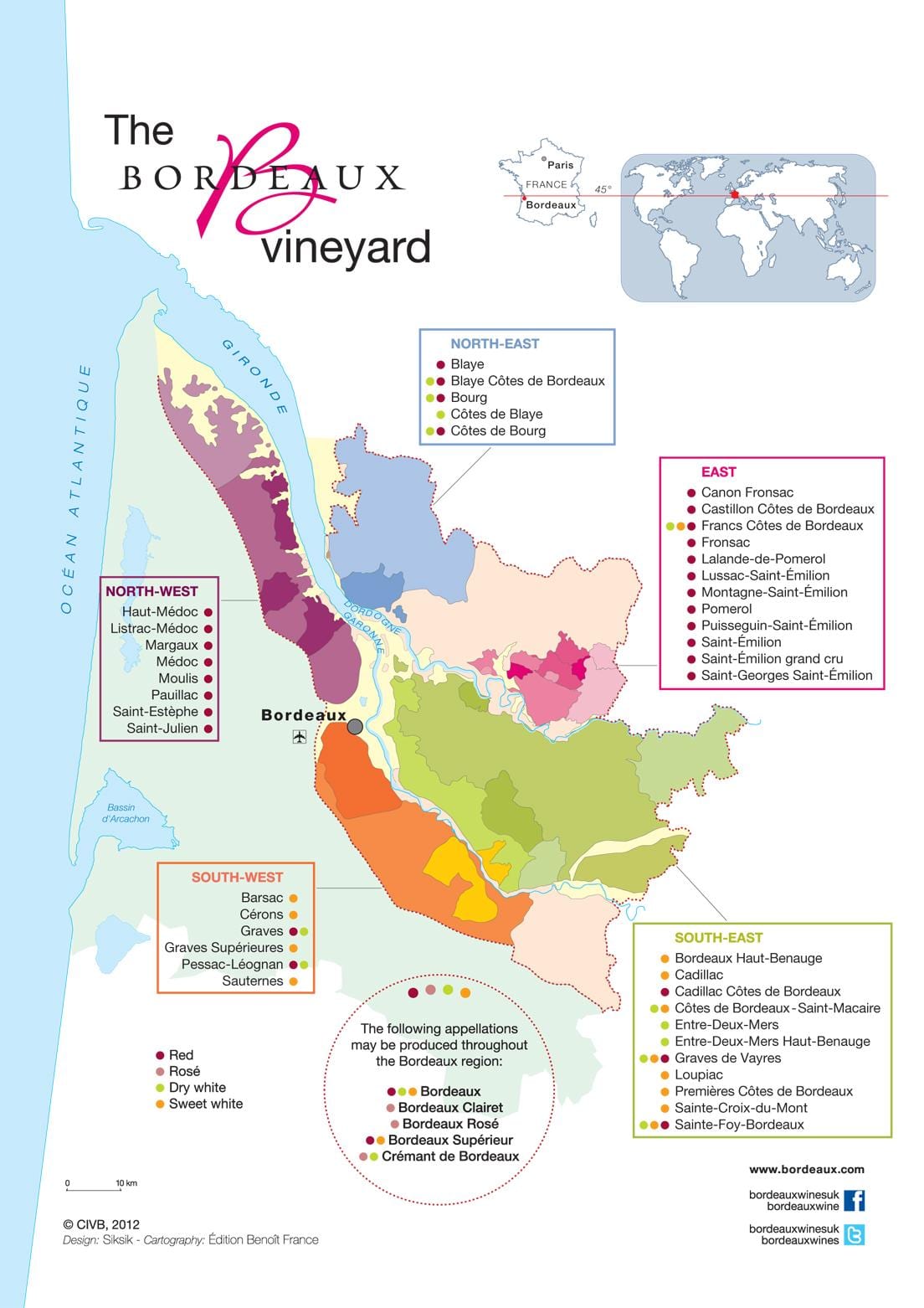 zemljevid Bordeaux vino državi