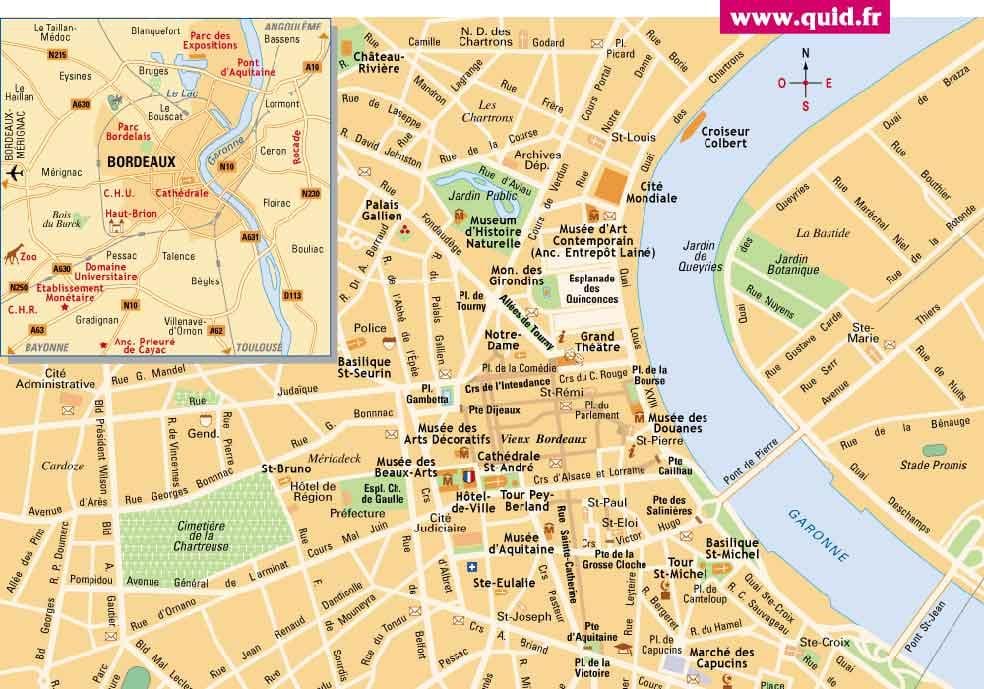 Bordeaux na zemljevidu