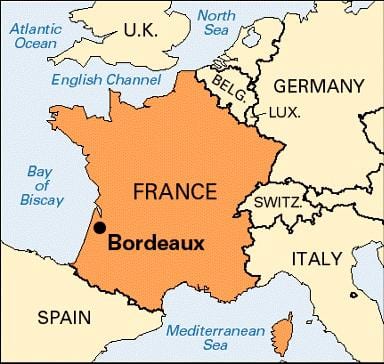 Bordeaux na zemljevidu