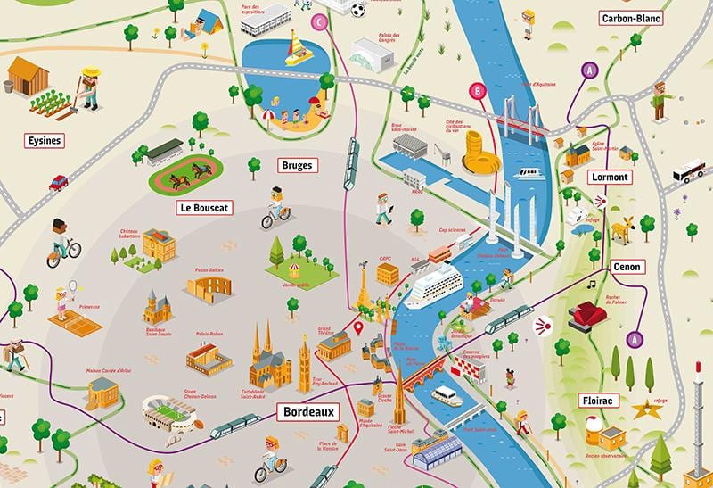 Bordeaux in okolici zemljevid