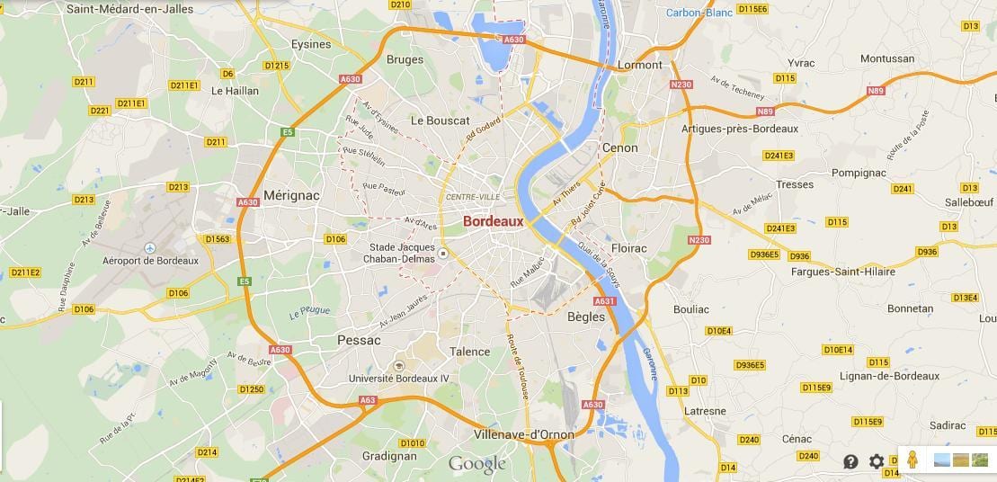 zemljevid Bordeaux področju francija