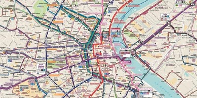 Bordeaux avtobus poti zemljevid