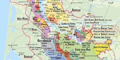 Bordeaux vinogradi zemljevid