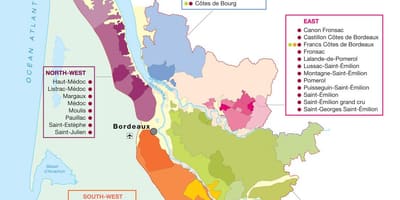 Zemljevid Bordeaux vino državi