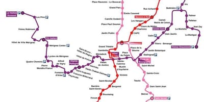 Bordeaux metro zemljevid